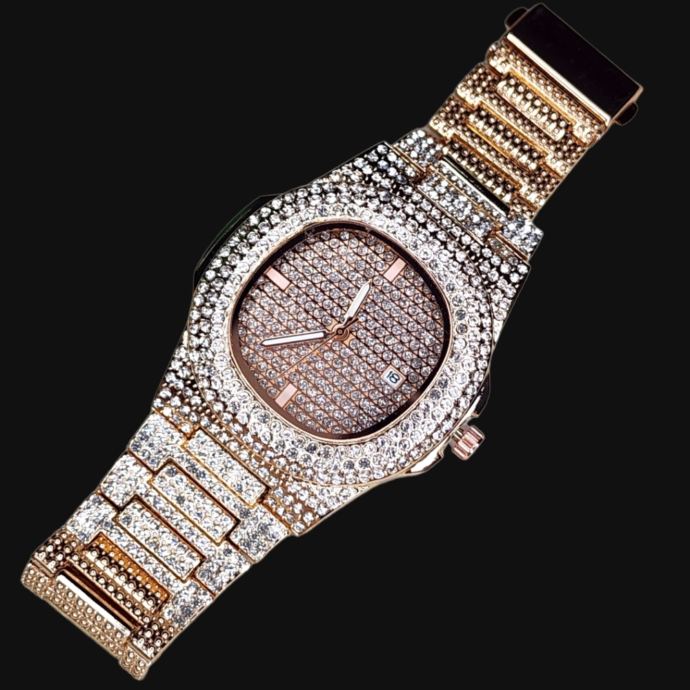 NWT Unisex Luxury Rose Gold Rhinestone Quartz Watch Dial Analog Wristwatch - Picture 5 of 16